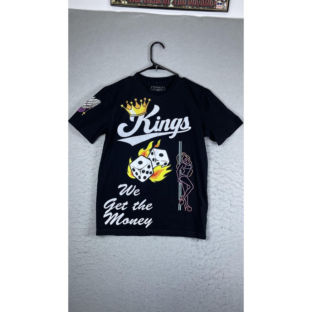 Eternity Shirt Mens Small Black Kings We Get The Money Dice Graphic Tee Casino